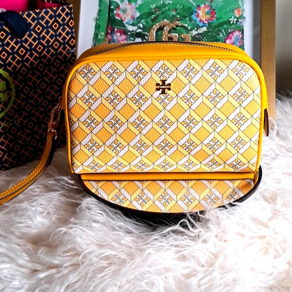 Tory Burch Accessories - Tory Burch Logo All Over Geo Logo Essentials Lemon Drop Pouch  NWOTs